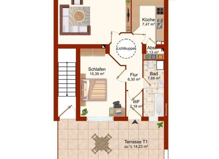 Penthouse zum Kauf als Kapitalanlage geeignet 388.888 € 2 Zimmer 85,9 m²<br/>Wohnfläche Buckow Berlin 12349