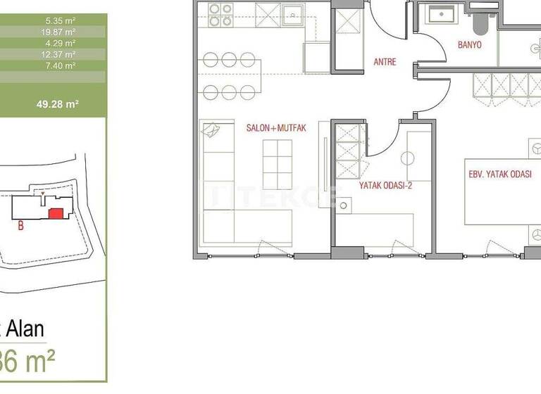 Wohnung zum Kauf 169.000 € 2 Zimmer 57 m² EG Istanbul 34255