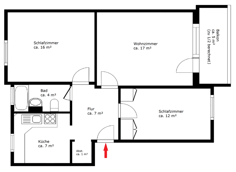 Wohnung zum Kauf 135.000 € 3 Zimmer 67 m²<br/>Wohnfläche Mittelshuchting Bremen 28259