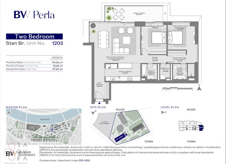 Wohnung zum Kauf 723.888 € 3 Zimmer 101,4 m² Belgrad Waterfront 11000