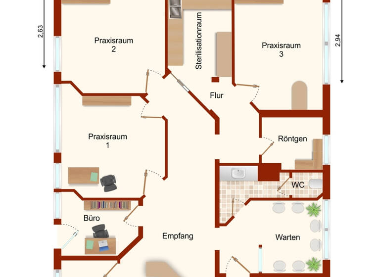 Praxisfläche zur Miete 1.000 € 101 m² Bürofläche Neuwieder Straße 24 Waldbreitbach 56588