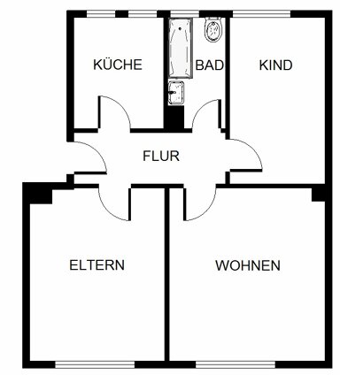 Wohnung zur Miete 409 € 3 Zimmer 57,3 m² 1. Geschoss Blomberger Weg 14 Scholven Gelsenkirchen 45896