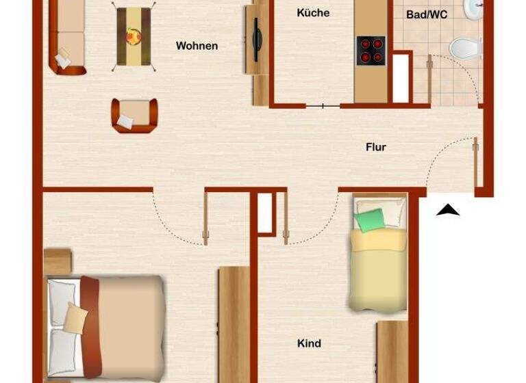 Wohnung zur Miete 359 € 3 Zimmer 51,9 m² EG frei ab 16.03.2026 Bachstraße 13 Herringen Hamm 59077
