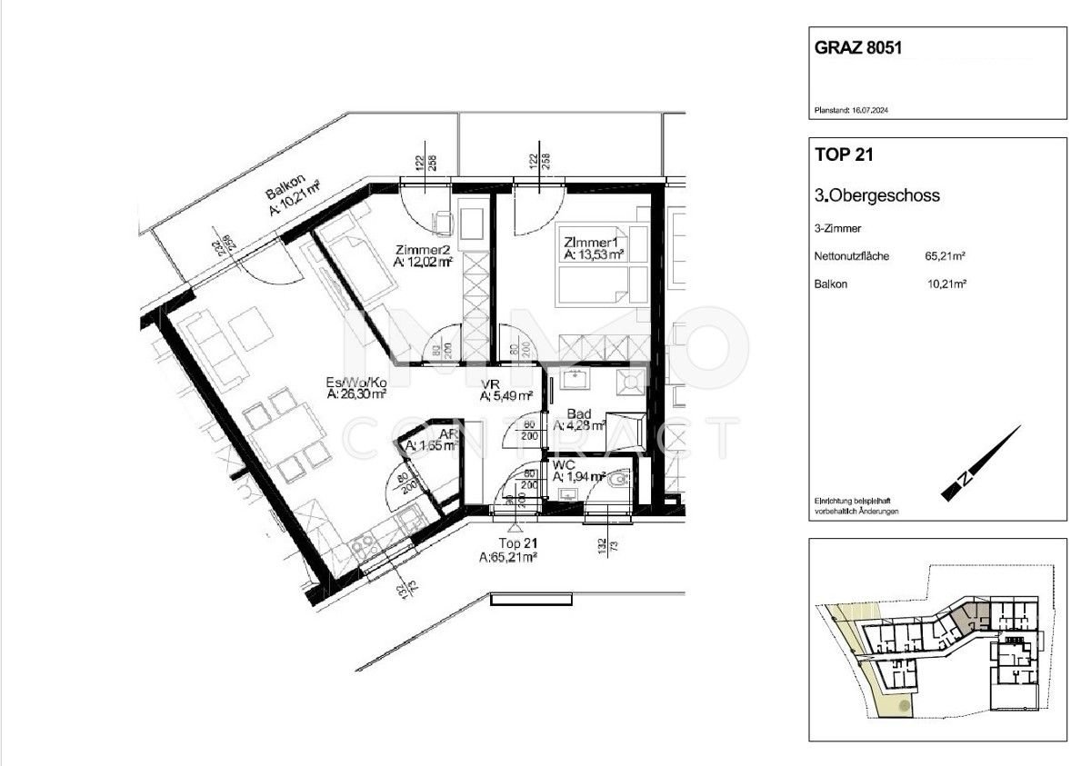 Wohnung zur Miete 748 € 3 Zimmer 65,2 m²<br/>Wohnfläche 3.<br/>Geschoss Wiener Straße 197c Gösting Graz 8051