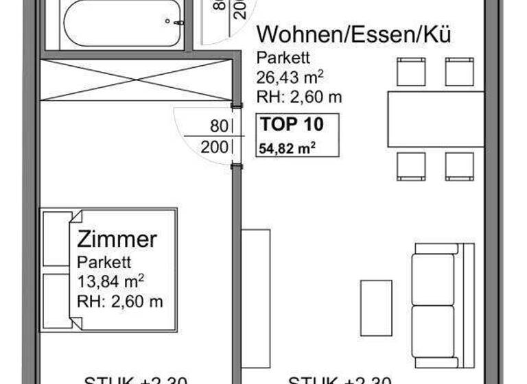 Wohnung zum Kauf - Erstbezug 282.940 € 2 Zimmer 54,8 m² 1. Geschoss Ohlsdorf 4694