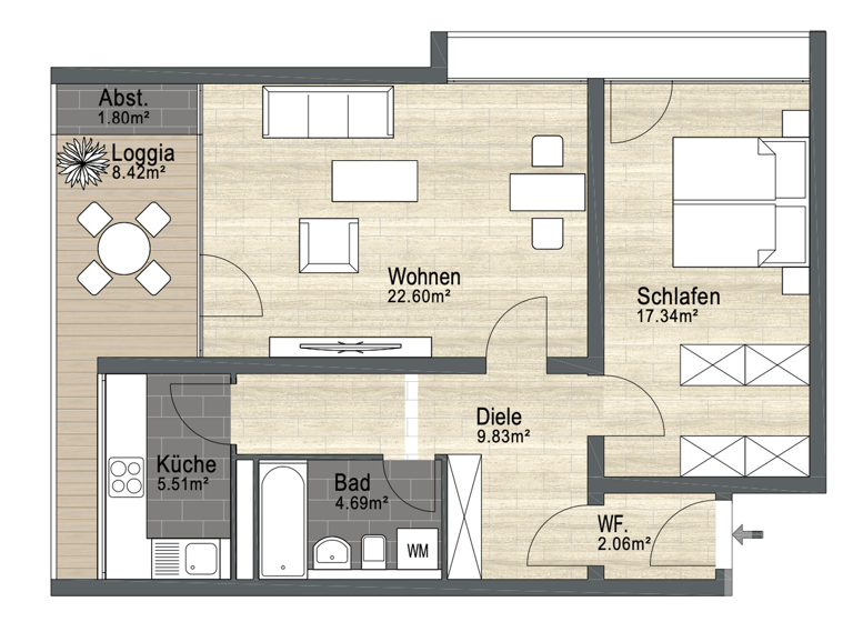 Wohnung zum Kauf 149.000 € 2 Zimmer 70 m²<br/>Wohnfläche Schillerteich Wolfsburg 38440