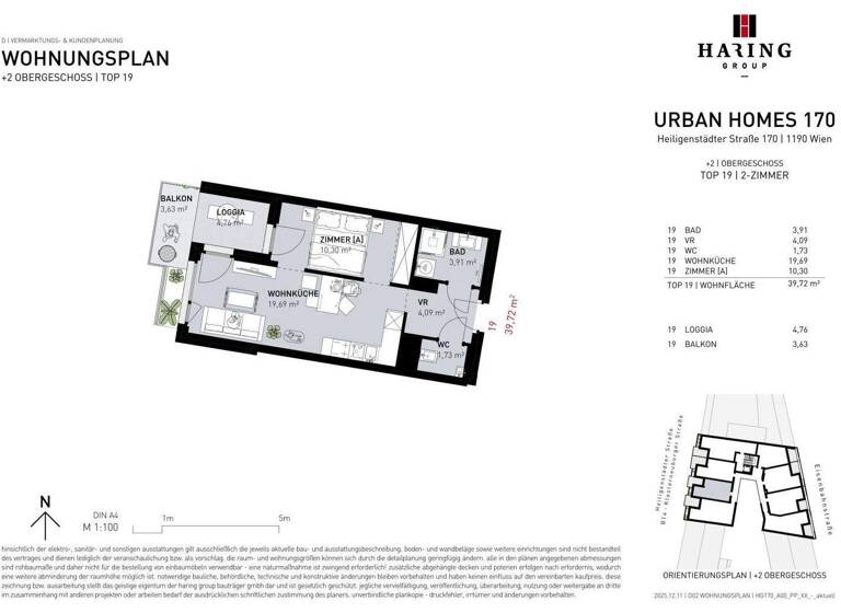 Wohnung zum Kauf - Erstbezug 305.500 € 2 Zimmer 39,7 m² 2. Geschoss Heiligenstädter Straße 170 Wien 1190