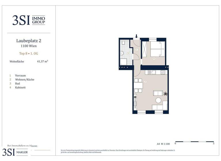 Wohnung zum Kauf - Erstbezug 210.000 € 2 Zimmer 41,4 m² 1. Geschoss Laubeplatz 2 Wien 1100