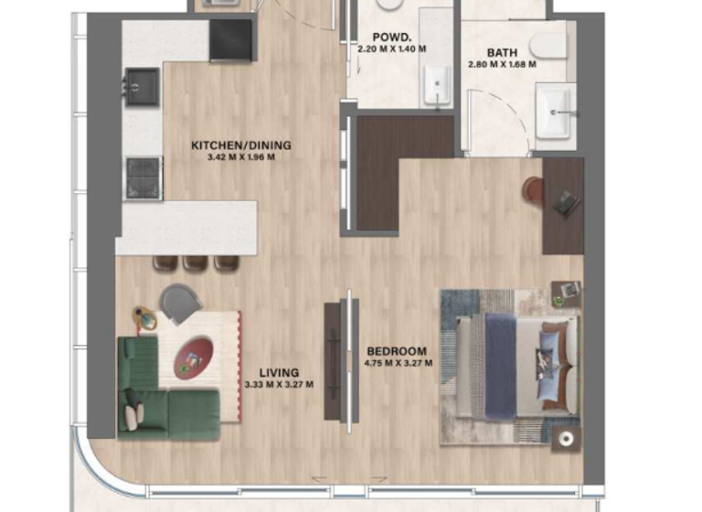 Wohnung zum Kauf 308.471 € 2 Zimmer 65,8 m² Dubai