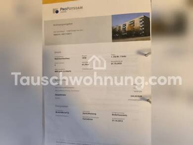 Wohnung zur Miete nur mit Wohnberechtigungsschein Tauschwohnung 362 € 3 Zimmer 62 m² 2. Geschoss Potsdam 14480