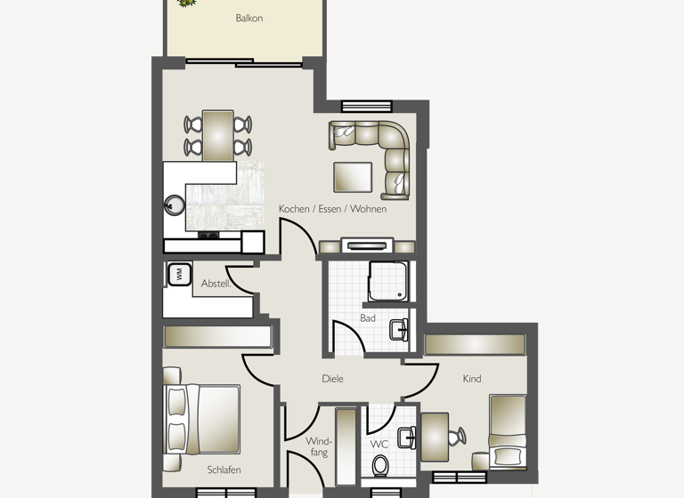 Wohnung zum Kauf - Erstbezug provisionsfrei als Kapitalanlage geeignet 401.422 € 3 Zimmer 75,7 m² Kaiserstrasse 81 Bad Saulgau 88348