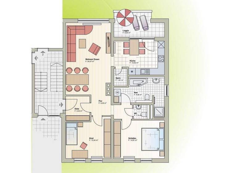 Wohnung zur Miete 870 € 3 Zimmer 92 m² EG frei ab 15.04.2026 Windsbacher Straße 32 Neuendettelsau 91564