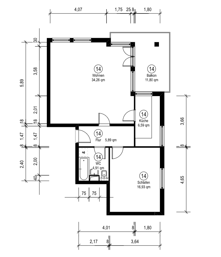 Wohnung zur Miete 894 € 2 Zimmer 74,5 m²<br/>Wohnfläche 1.<br/>Geschoss Mendelssohnstraße 43 Waldsiedlung Bernau bei Berlin 16321