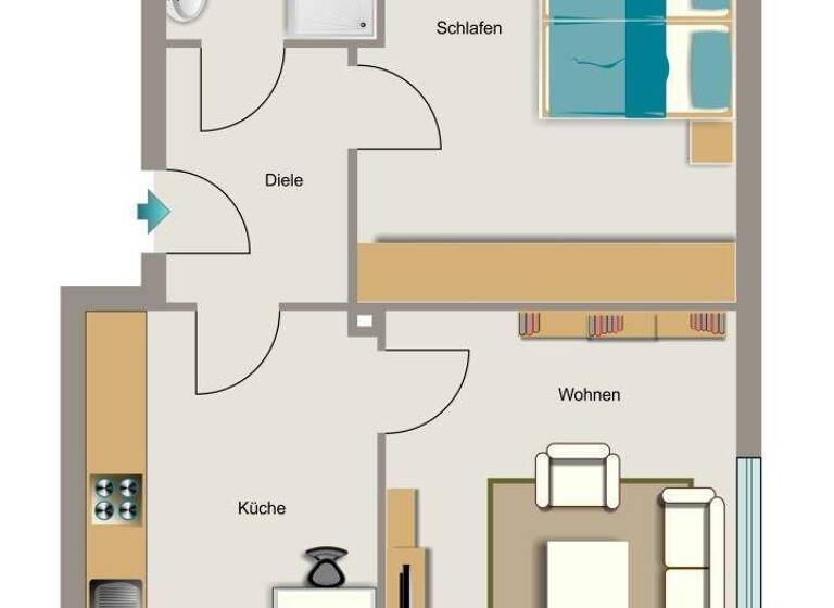 Wohnung zur Miete 420 € 2,5 Zimmer 50 m² EG frei ab 01.05.2026 Josefstraße 46 Brambauer Lünen 44536