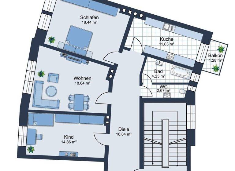 Wohnung zum Kauf 874.500 € 3 Zimmer 88,1 m² 1. Geschoss Altstadt-Lehel München 81543