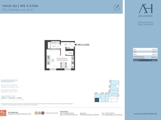 Studio zur Miete 776 € 1 Zimmer 42 m² frei ab sofort Gartenstraße Österberg Tübingen 72074