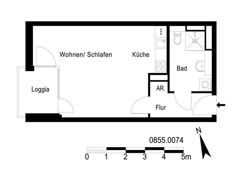 Studio zur Miete 756 € 1 Zimmer 39,4 m² 6. Geschoss Senftenberger Ring 45 Märkisches Viertel Berlin 13435