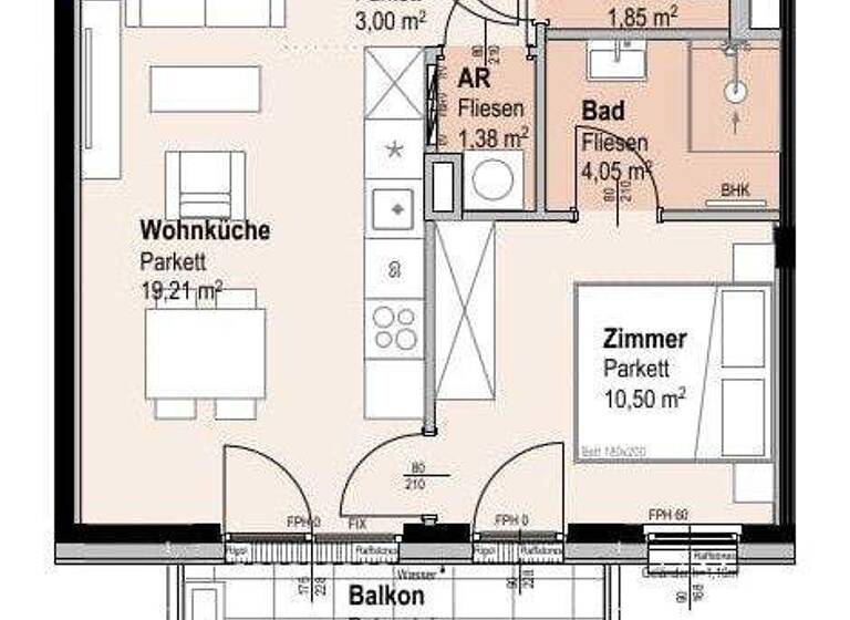 Wohnung zum Kauf 406.800 € 2 Zimmer 40 m² 5. Geschoss Siebenbrunnengasse 44 Wien 1050