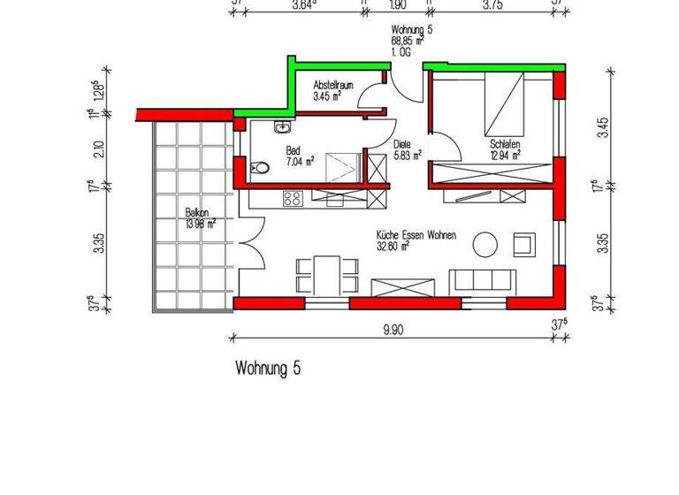 Wohnung zur Miete 1.083 € 2 Zimmer 68,9 m² 1. Geschoss frei ab 01.10.2027 Uhlandstr. 16 Gernsbach 76593