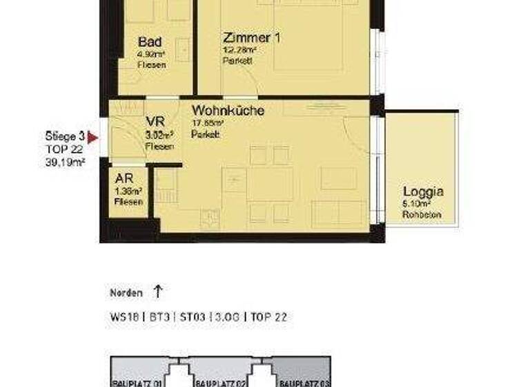 Wohnung zur Miete 518 € 2 Zimmer 39,2 m² 3. Geschoss Widerinstraße 18B St. Pölten 3100