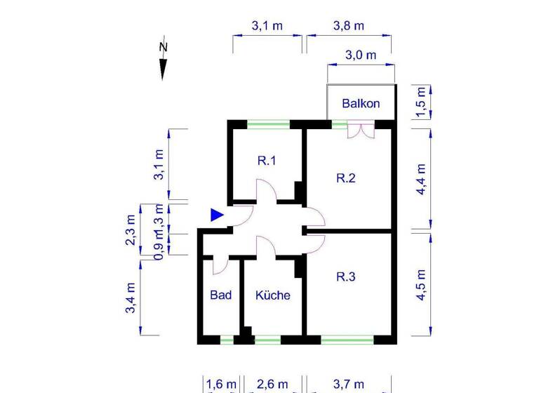 Wohnung zur Miete 536 € 3 Zimmer 67 m² 2. Geschoss frei ab 01.07.2026 Große Diesdorfer Str. 171 Stadtfeld West Magdeburg 39110