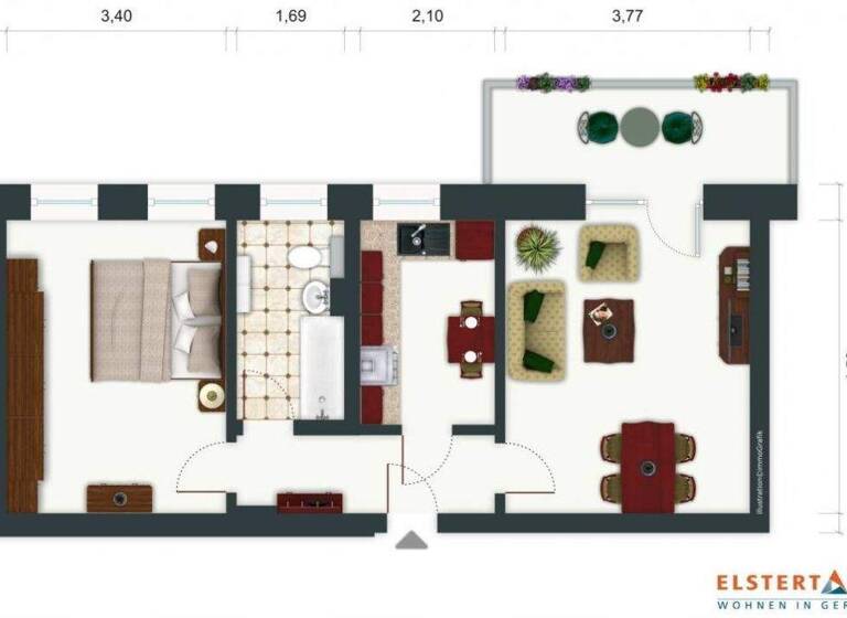 Wohnung zur Miete 370 € 2 Zimmer 50 m² 3. Geschoss frei ab 01.01.2026 Glück-Auf-Weg 5 Bieblach Gera 07546