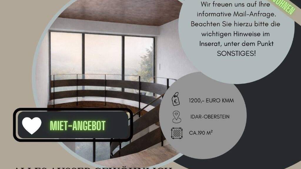 Terrassenwohnung zur Miete 1.200 € 4 Zimmer 190 m² 1. Geschoss Idar-Oberstein 55743