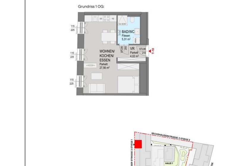 Studio zum Kauf - Erstbezug 220.000 € 1 Zimmer 36,9 m² 1. Geschoss Sechshauser Straße Wien 1150