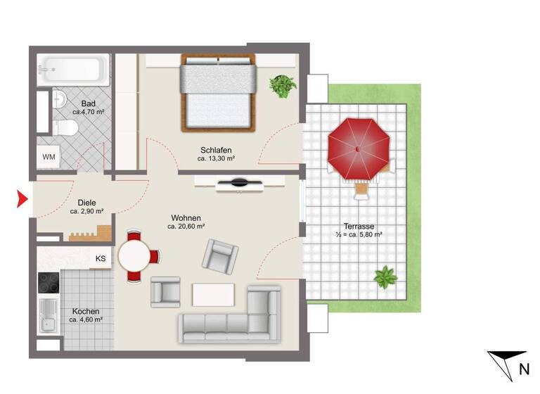 Wohnung zum Kauf 425.000 € 2 Zimmer 51,9 m² frei ab 01.08.2026 Heimstetten Kirchheim 85551