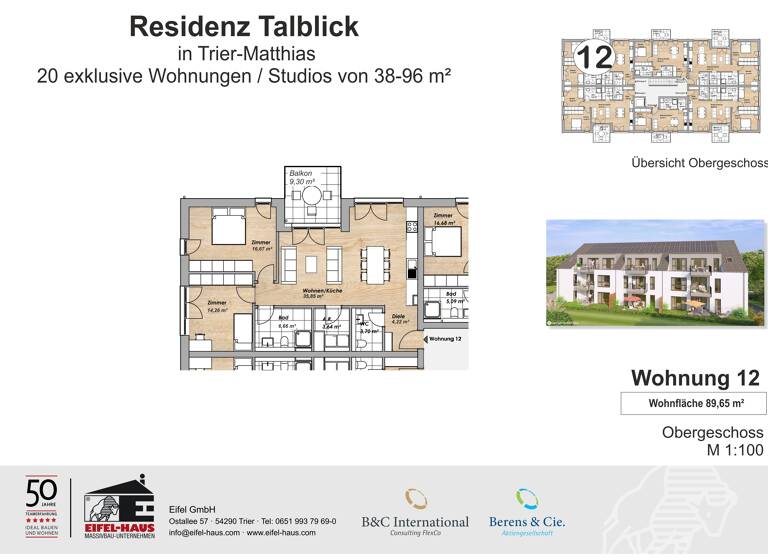 Wohnung zum Kauf provisionsfrei 428.975 € 3 Zimmer 89,7 m² Pellingerstraße 95 Weismark-Feyen Trier 54296