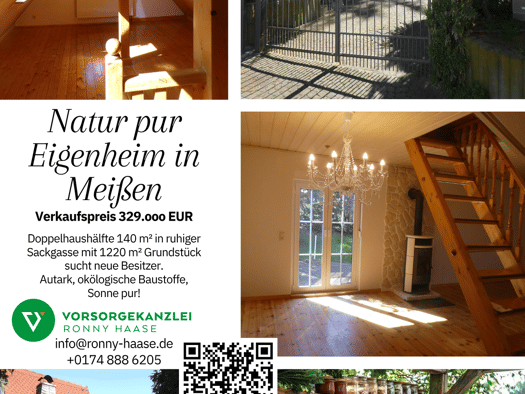 Doppelhaushälfte zum Kauf 329.000 € 5 Zimmer 140 m² 1.220 m² Grundstück frei ab sofort Unverhofft Glück Meißen Meißen 01662