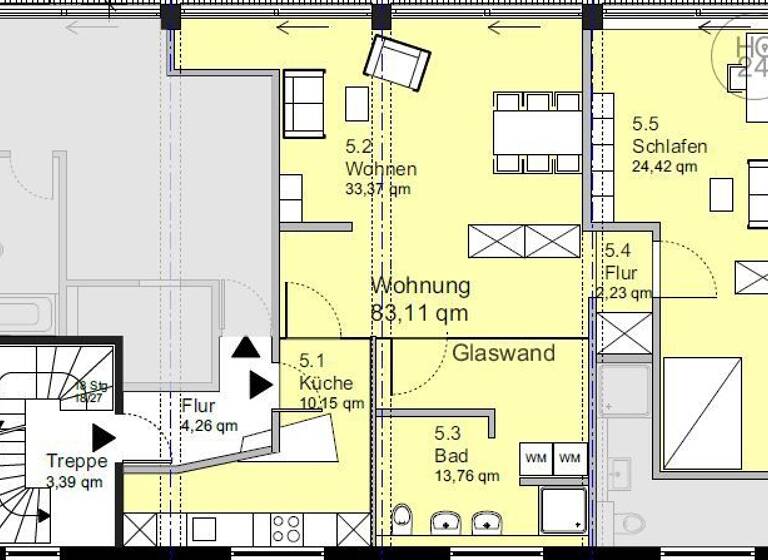 Wohnung zur Miete auf Zeit 1.430 € 2 Zimmer 90 m² frei ab sofort Innenstadt Ravensburg 88212