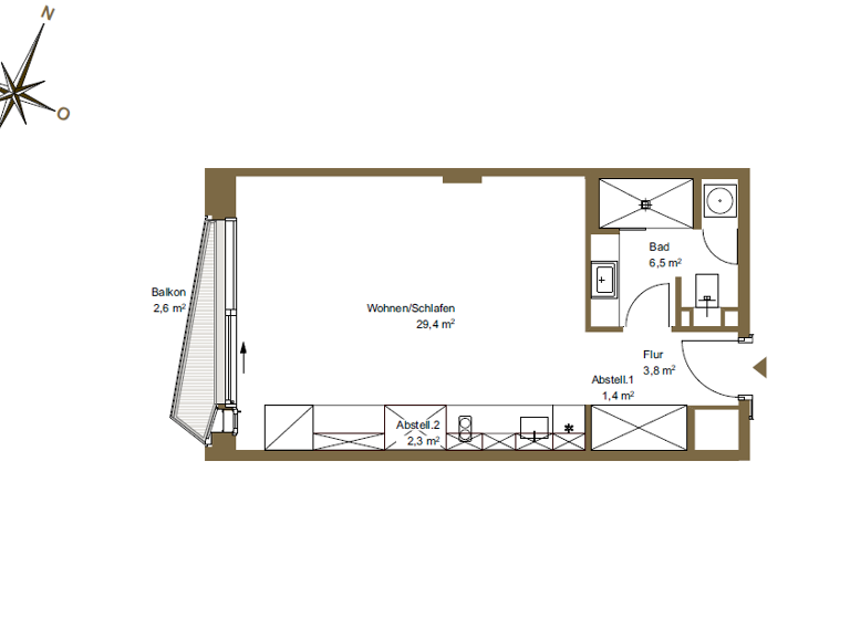 Wohnung zur Miete 1.360 € 1 Zimmer 44,7 m²<br/>Wohnfläche 6.<br/>Geschoss Am Sandtorpark 1 HafenCity Hamburg 20457
