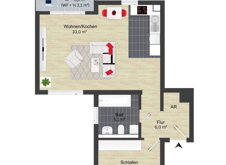 Wohnung zum Kauf 162.900 € 2 Zimmer 62,3 m² frei ab sofort Herrenkrug Magdeburg / Herrenkrug 39114