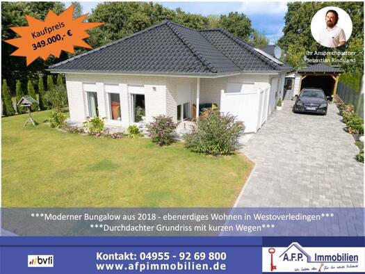 Bungalow zum Kauf 349.000 € 3 Zimmer 99 m² 600 m² Grundstück Großwolderfeld Westoverledingen 26810