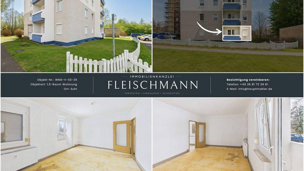 Wohnung zum Kauf provisionsfrei 38.000 € 1,5 Zimmer 32,7 m² EG Schneekopfstr. 38 Suhl 98528