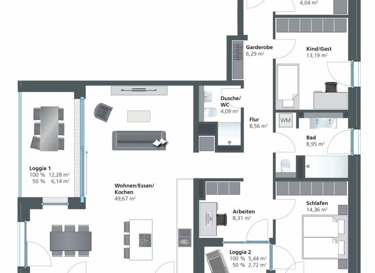 Wohnung zum Kauf - Neubau provisionsfrei 950.000 € 3,5 Zimmer 126,3 m²<br/>Wohnfläche 1.<br/>Geschoss Weststadt Ulm 89077