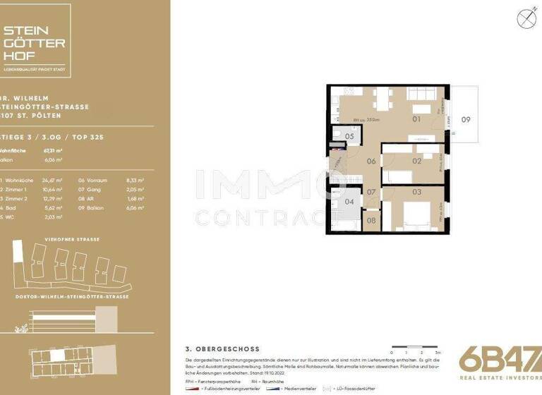 Wohnung zum Kauf - Erstbezug provisionsfrei 250.400 € 3 Zimmer 67,3 m² Teufelhof St. Pölten 3100