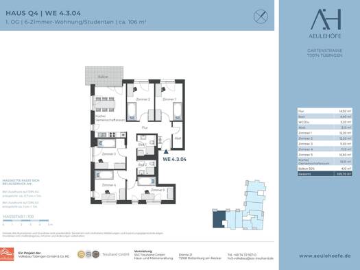 Wohnung zur Miete 1.712 € 1 Zimmer 1. Geschoss frei ab sofort Gartenstraße Österberg Tübingen 72074