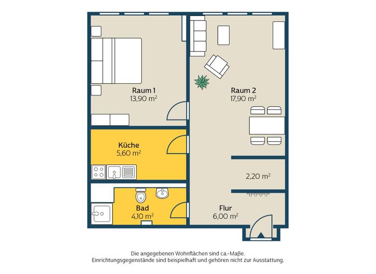 Wohnung zur Miete 591 € 2 Zimmer 50,4 m² Gerberstr. 16 Zentrum-Nord Leipzig 04105