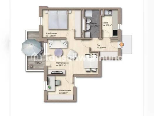 Wohnung zur Miete Tauschwohnung 1.550 € 3 Zimmer 61 m² 2. Geschoss Maxvorstadt München 80333