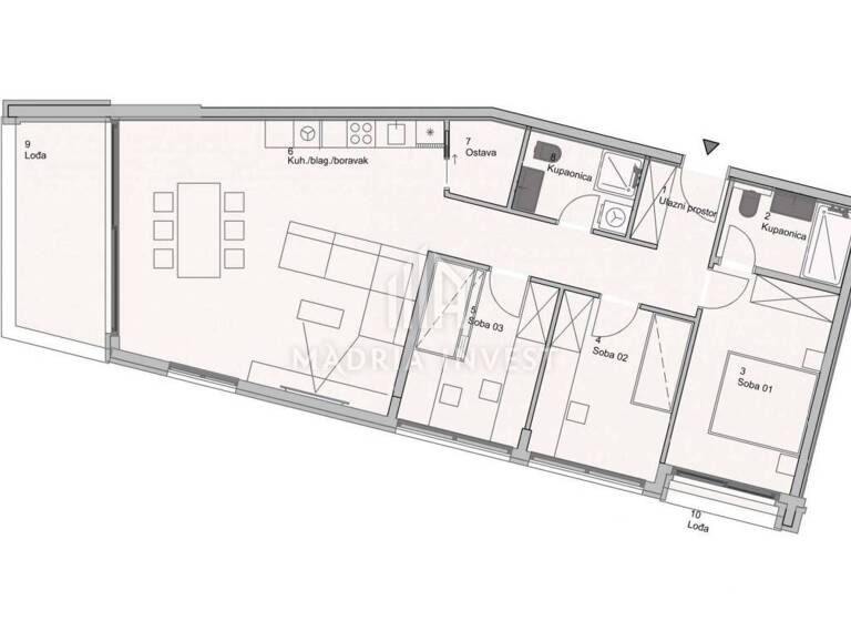 Wohnung zum Kauf 365.000 € 4 Zimmer 108 m² 1. Geschoss Vostarnica - Poluotok 23000