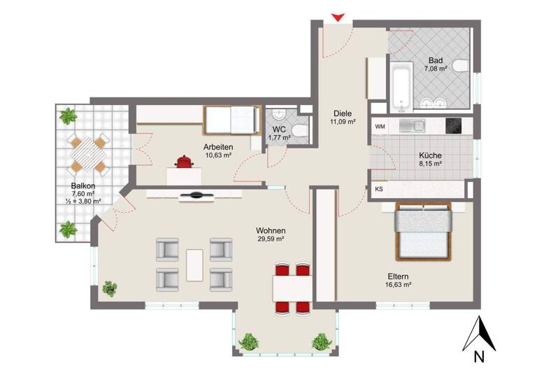 Wohnung zum Kauf 697.000 € 3 Zimmer 89 m² frei ab 01.05.2026 Bogenhausen München 81927