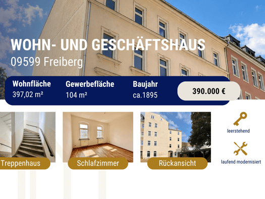 Gewerbeobjekt zum Kauf als Kapitalanlage geeignet 390.000 € 598 m² 520 m² Grundstück Freiberg Freiberg 09599