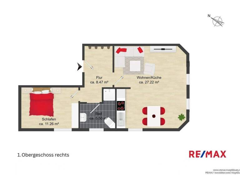 Wohnung zur Miete 460 € 2 Zimmer 54 m² EG Glindenberg 39326