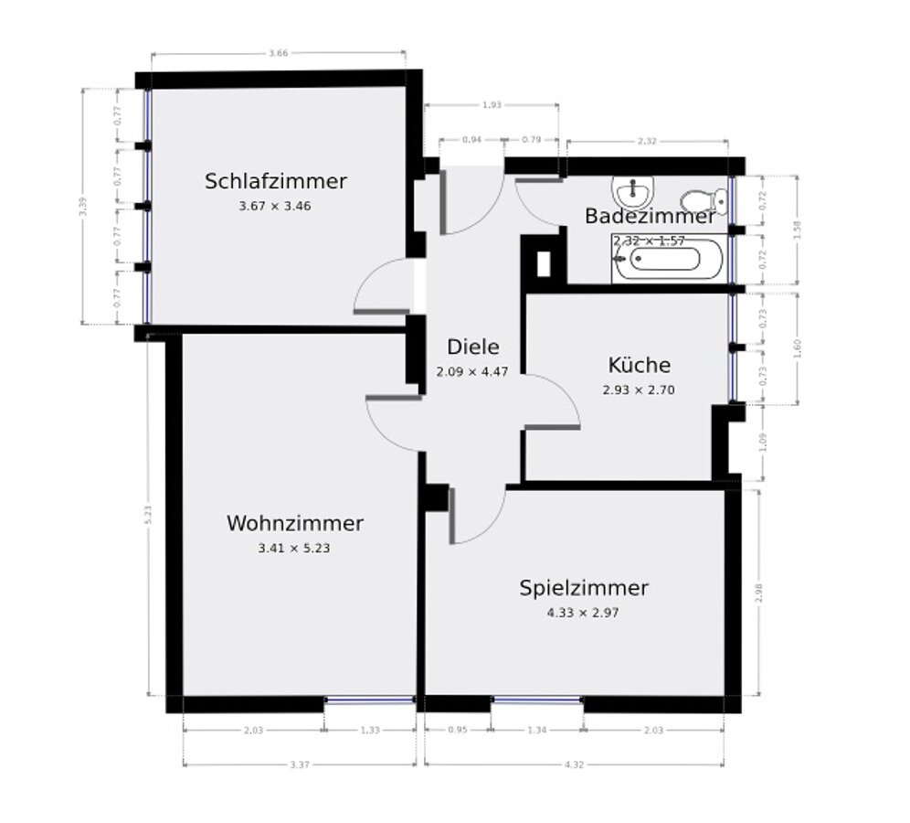 Wohnung zur Miete 420 € 3 Zimmer 67 m²<br/>Wohnfläche 2.<br/>Geschoss Bermershausen Bad Laasphe 57334