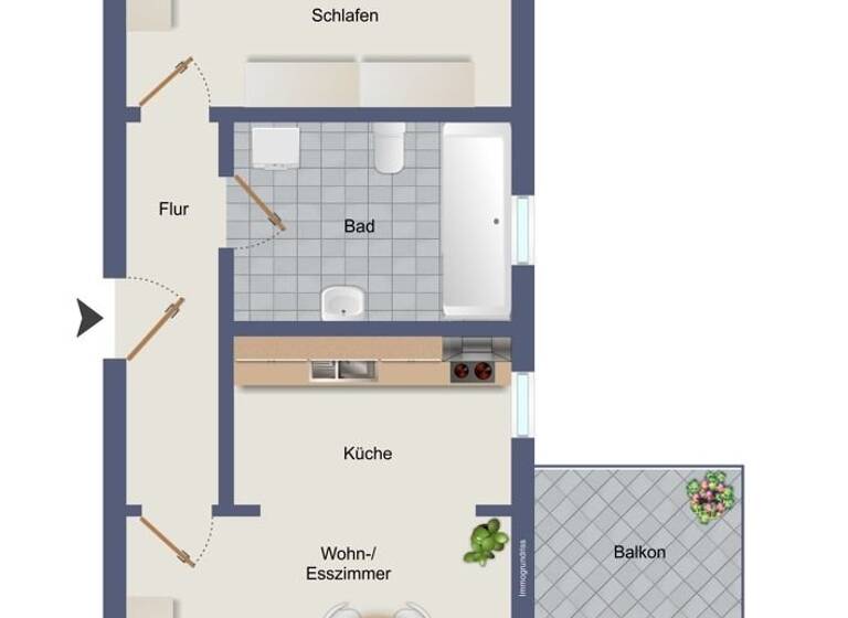 Wohnung zum Kauf 230.000 € 2 Zimmer 46,8 m²<br/>Wohnfläche 1.<br/>Geschoss Bobingen Bobingen 86399