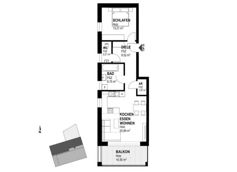 Wohnung zur Miete - Erstbezug 1.073 € 2 Zimmer 59,3 m² Ufer Linz 4030
