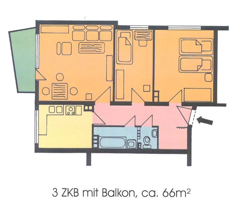 Wohnung zur Miete 570 € 3 Zimmer 66 m²<br/>Wohnfläche ab sofort<br/>Verfügbarkeit Meißnerstraße 34 Süsterfeld / Helleböhn Kassel 34134