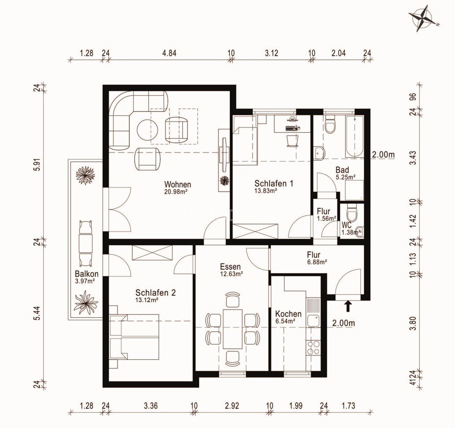 Wohnung zum Kauf 339.000 € 3 Zimmer 86,2 m²<br/>Wohnfläche Leubas / Ursulasried Kempten 87437